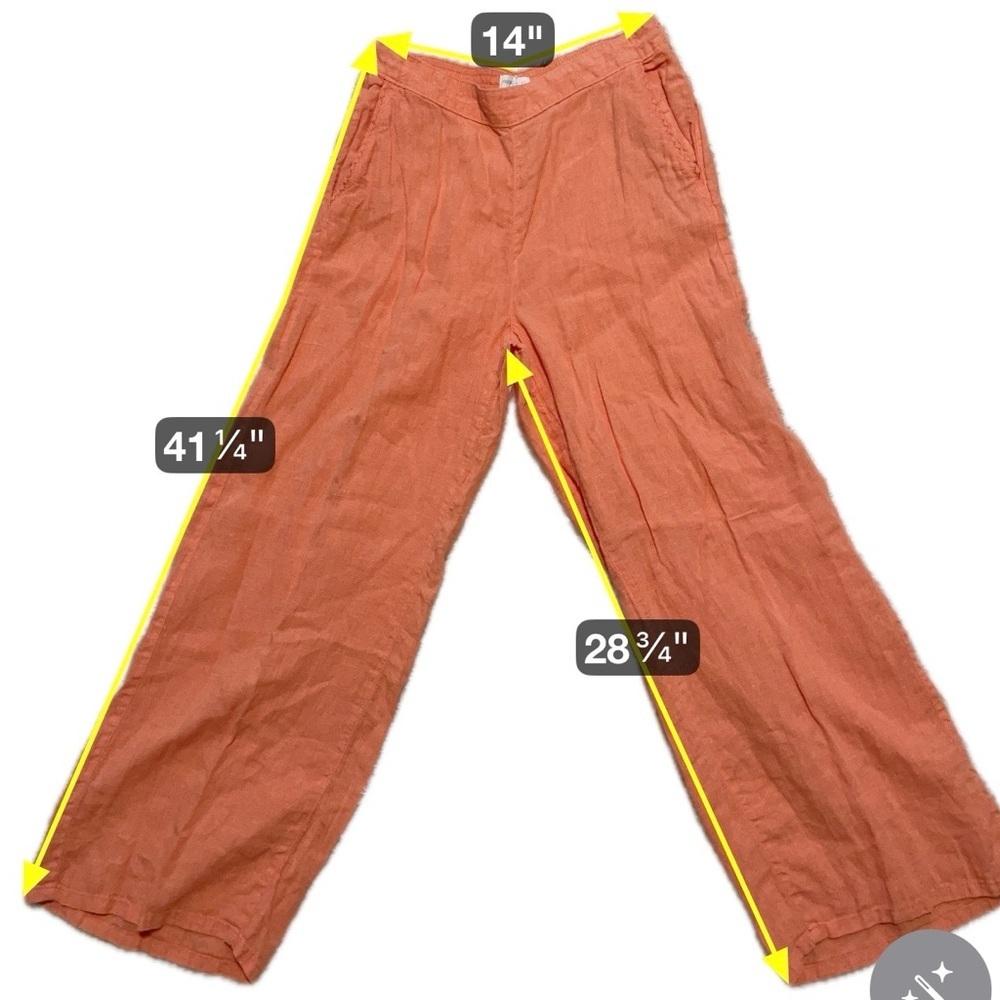 Cynthia Rowley 100% Linen Wide Leg Palazzo Pants Orange High Rise Bohemian Large - Picture 7 of 7
